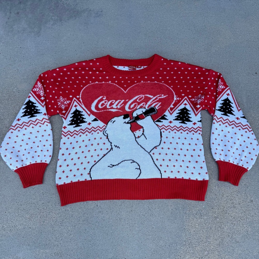 Coca-Cola Polar Bear Ugly Christmas Sweater Red/White Medium‎